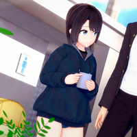 Makoto wearing her swimsuit under a sweater in Spam