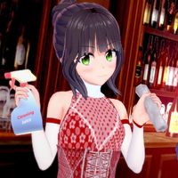 Sara wearing a Christmas costume in Engulfed